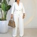 Elegant Wide-Leg Jumpsuit With Notch Lapel - Stretchy Polyester Blend For Office & Evening Wear (Black/White/Red/Navy, S-XXXL)_ecoleips.com