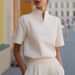 Women's Clothing Women's Style Stand Collar Shirt Unique Design Summer Top Commuter Friendly Style For Formal & Casual For Women_ecoleips.com