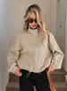 K Women's Loose Baseball Jacket With High Collar, Zipper, Hem Drawstring And Pockets_ecoleips.com