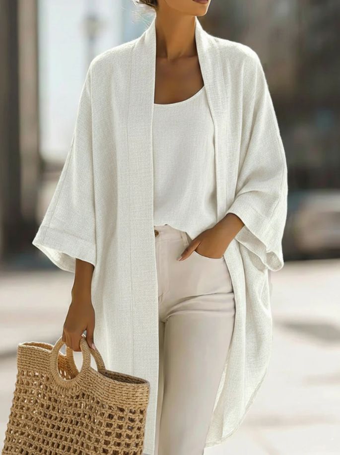 Women's Loose Comfortable Solid Color Camisole Shirt Jacket Two Piece Set Casual Elegant Fashion Spring/Summer Polyester_ecoleips.com