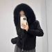 Women's Knit Cardigan With Hood & Faux Fur Trim, Oversized Long Sleeve Zip-Up Sweater, Cozy Winter Loungewear_ecoleips.com