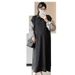 Autumn New Korean Fashion Patchwork Two-Piece Maternity Dress_ecoleips.com