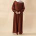 New Arab Muslim Cardigan Elastic Sleeve Women's High-Quality Solid Color Casual Crepe Robe_ecoleips.com