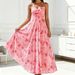 Summer New Arrival Women's Printed Chiffon Dress Tubby Neck Full Swing Waist Cinching European American Style_ecoleips.com