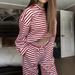 Women's Fashion Casual Suit Striped Long Sleeved Top And High Waisted Trousers Spring Autumn Clothing Set Style_ecoleips.com