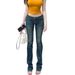 Korean Style Design Retro Distressed Flared Jeans For Women, New Autumn Low Waist Slim Fit Floor-Length Pants Trendy_ecoleips.com