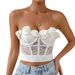 Women's Clothing Tops Princess Style Trendy Short Navel Baring Buttoned Tube Top Vest_ecoleips.com