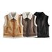 Women's Faux Fur Vest With Zip Closure, Winter Fashion Outerwear For Street Style, Black/Deep Brown/Chocolate, S/M/L_ecoleips.com