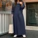 2024 Women's Spring Denim Long Dress Solid Color Bohemian Loose Fit Large Size Temperament Commuting Style_ecoleips.com