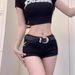 Aria Basics Aria Basics Plus Size European And American Style Hot Girl Black Y2K Denim Ultra Short Pants For Women Summer Low Waist Slimming_ecoleips.com