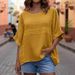 Women's round Neck Casual Top Three Quarter Sleeve Loose Fit Independent Website Summer New Style_ecoleips.com
