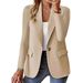 Women's Clothing Classic Solid Color Women's Blazer Long Sleeve V-Neck Office Cardigan Jacket For Autumn_ecoleips.com