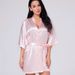 Aria Basics Cross-border Women's Untwisted Satin Robe, Solid Color, Smooth, Summer Thin, Sexy Short Cardigan Robe_ecoleips.com