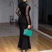 Elegant High-Neck Fishtail Dress With Sheer Mesh Panels & Bodycon Fit – Sexy Slimming Evening Gown For Women_ecoleips.com