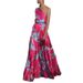 Women's Clothing Leaf Print Off Shoulder Stitching Ins Women's Summer Long Skirt Dress_ecoleips.com