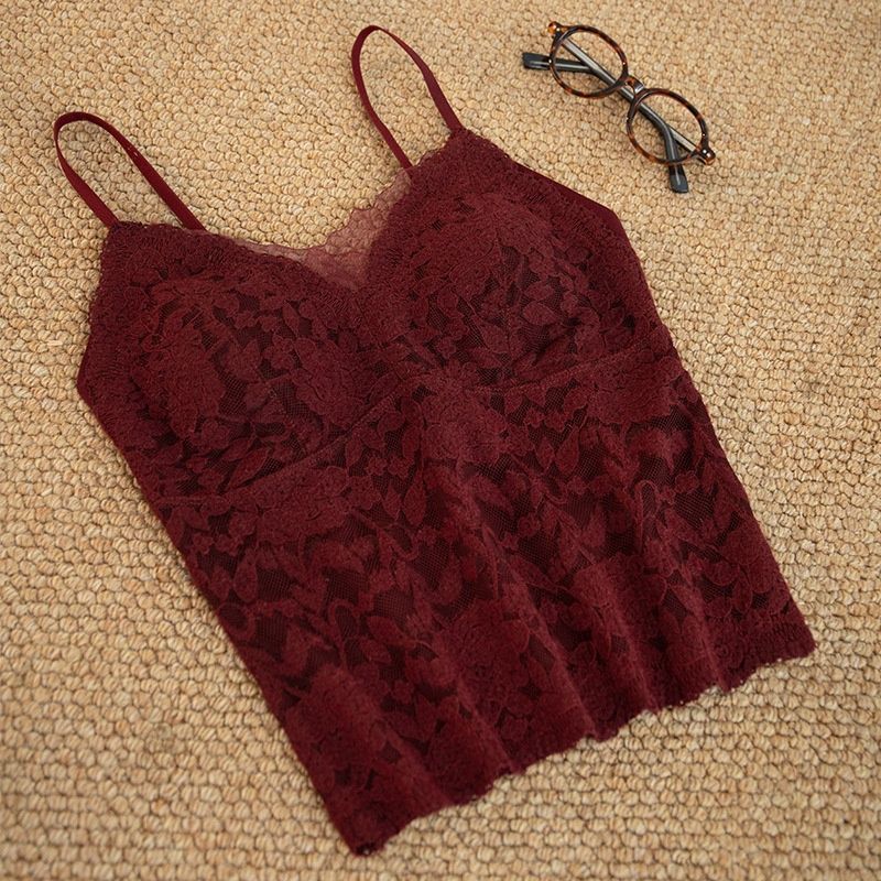Women's Camisole 2026 New Autumn And Winter French V-neck Lace Hollow-out Beautiful Back Inner Layer Top_ecoleips.com