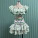Cross-border Foreign Trade 2025 Spring-summer New Australian Hollow-out Off-shoulder Short Top + Ruffled Skirt Set_ecoleips.com