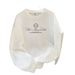 Women's Clothing 100% Pure Cotton, Suitable For Wearing Alone, Youthful, Loose And Slimming, Casual And Comfortable, Round Neck Long Sleeves._ecoleips.com