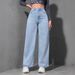 Popular European And American Cross-border Slimming Versatile Height-enhancing Washed Straight Loose Jeans Women's Black_ecoleips.com