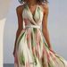 Cross-border 2026 European And American Summer New Product V-neck Fashion Printed Vacation Style Long Strap Dress_ecoleips.com