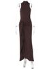 Mozision Elegant Draped Ruched Sexy Maxi Dress For Women Fashion O Neck Sleeveless Thigh High Split Club Party Long Dress Female_ecoleips.com
