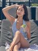 New Sexy V-neck Small Breasts Gather To Cover Belly High Waist Backless Fashion Plaid Boxers Vacation Split Swimsuit Women_ecoleips.com