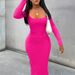 Women's Fashion Solid Color Sexy Long Sleeve Bodycon Dress - Street Style Round Neck Slim Fit Polyester Dress For Casual & Party Wear_ecoleips.com