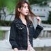 Women's Cropped Denim Jacket With Pearl Embellishments - Oversized Ulzzang Style For Spring & Fall (4 Colors, S-5XL)_ecoleips.com