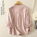 Women's Heavy Duty Embroidered Cardigan Loose Fit V Neck Lantern Sleeve Casual Elegant Fashion Top For Spring/Summer_ecoleips.com