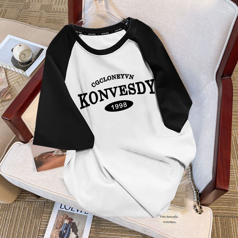 Women's Short Sleeve T-Shirt Pure Cotton off the Shoulder Top Unique Design American High Street Trendy Brand New Summer Style_ecoleips.com