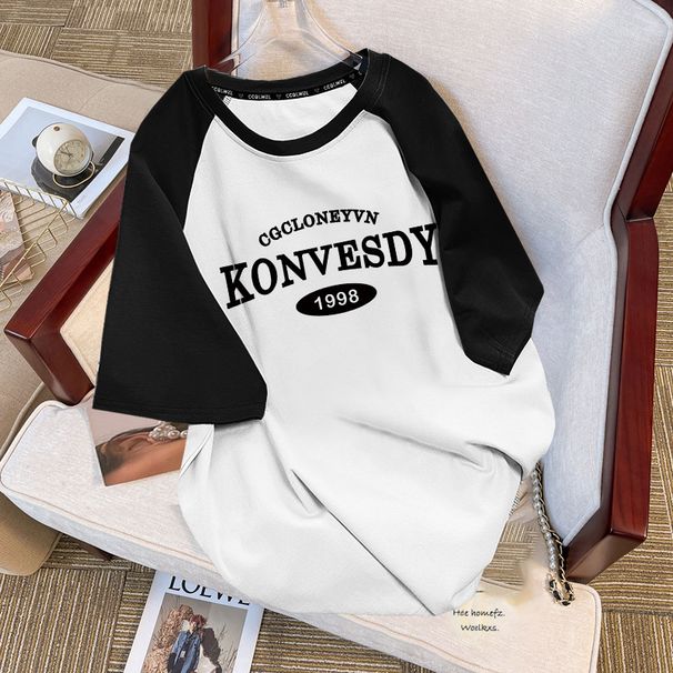 Women's Short Sleeve T-Shirt Pure Cotton off the Shoulder Top Unique Design American High Street Trendy Brand New Summer Style_ecoleips.com