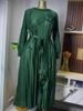Women's Floral Dress European American Style High-End Beaded Tie Waist Lantern Sleeve Pleated Long Sophisticated Skirt_ecoleips.com