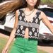 Black White Color Block Sleeveless Cropped Top Women's Jacquard European American Retro Y2K Cross Border Spring Summer_ecoleips.com