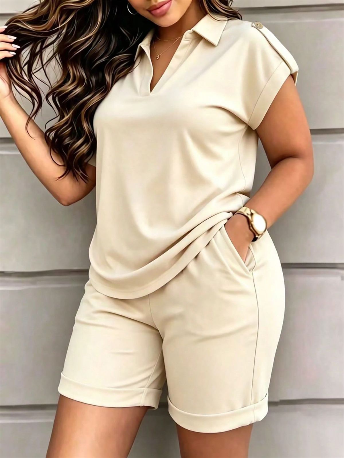 Women's Spring/Summer Short Sleeved Two Piece Set Fashion Trendy Casual Spot Goods_ecoleips.com