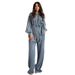 Women's Elegant Fashion Shirt Tie Up Loose Coat Denim Trousers Suit European American Style Autumn Winter Clothing_ecoleips.com