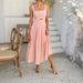 Women's Solid Color High Waist Spaghetti Strap Dress_ecoleips.com