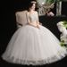 Champagne White Wedding Dress Mid Length Sleeves Slimming Lace New Style For Summer And Autumn_ecoleips.com
