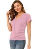 Solid Color Wrap Pullover Deep V-Neck Short Sleeve Slim Fit Women's Top T-Shirt_ecoleips.com
