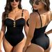Women's Clothing One Piece Swimsuit Simple Black White Elegant Goddess Design Women's Clothing Quick-Dry Polyester, Modest Coverage_ecoleips.com