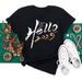 European And American Cross-border Foreign Trade Women's Clothing Christmas Merry Round Neck Printed Ladies Short Sleeve_ecoleips.com