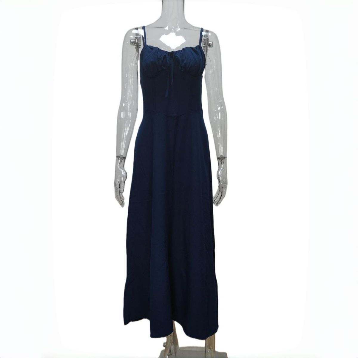 Women's Elegant Solid Color Halter Belted A-Line Midi Dress – Spring Casual Gown 2026_ecoleips.com