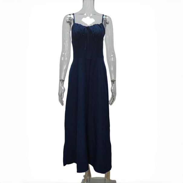 Women's Elegant Solid Color Halter Belted A-Line Midi Dress – Spring Casual Gown 2026_ecoleips.com