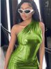 Spring Sexy Slim Fit Sleeveless Wrapped Dress Solid Color Slant Shoulder Hip Design New Fashion Women's Dress_ecoleips.com