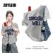 Elegant Summer One Shoulder T Shirt Women Fake Two-piece Oversize Graphic T Shirts Short Sleeve Off Shoulder Top Sport Casual_ecoleips.com