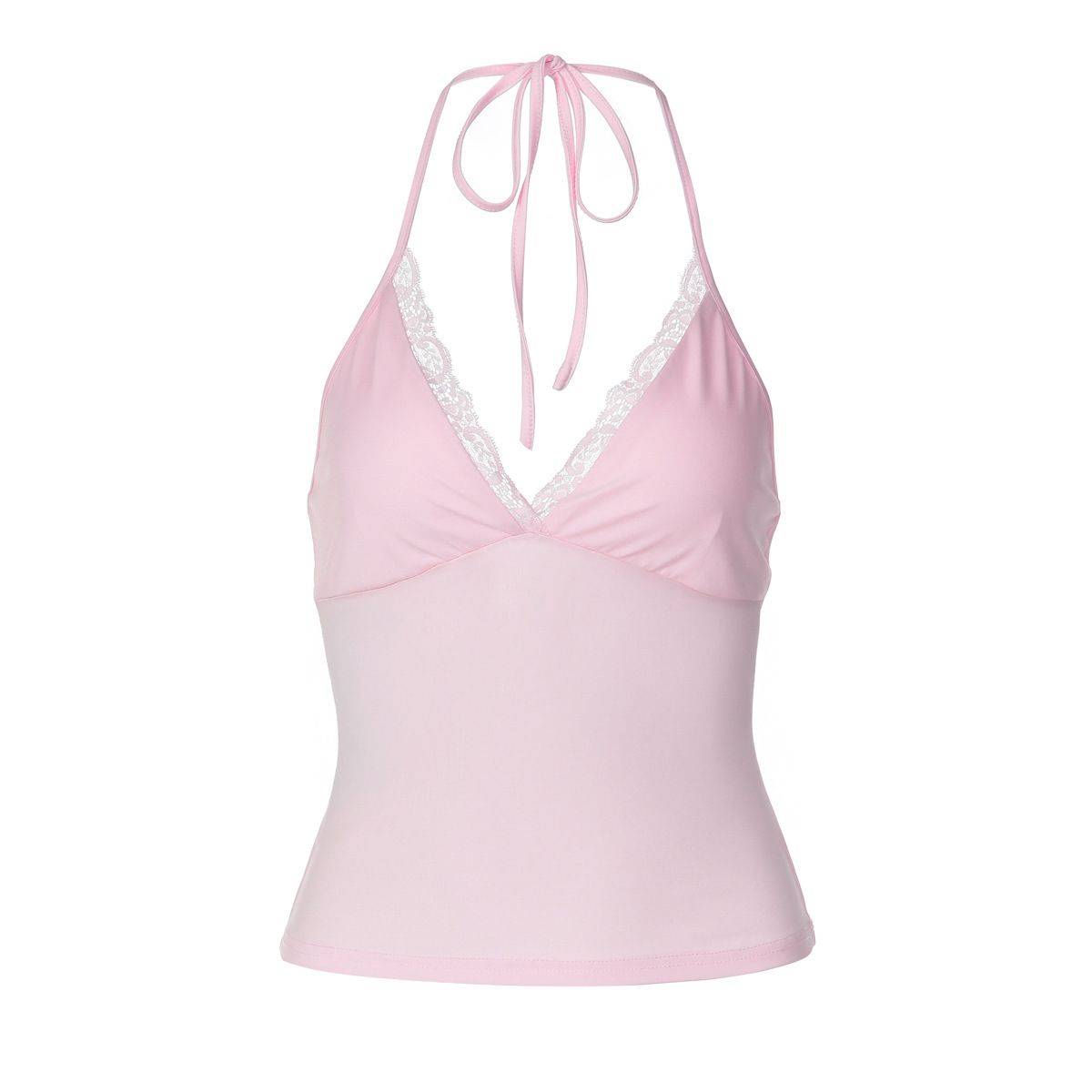 Lace Trimmed V-Neck Camisole Top - Feminine Stretch Fit Cami For Women, Chic Layering Essential With Allure Neckline_ecoleips.com