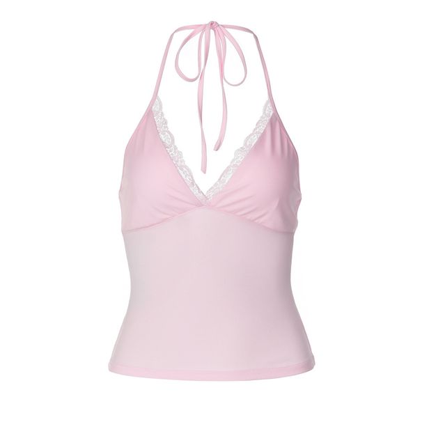Lace Trimmed V-Neck Camisole Top - Feminine Stretch Fit Cami For Women, Chic Layering Essential With Allure Neckline_ecoleips.com