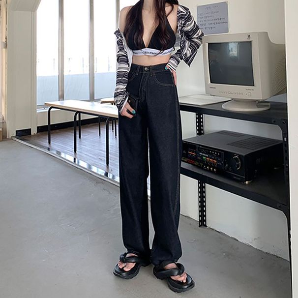 Black Flared Jeans Women, Autumn Winter 2025 New Style, Extended Length Tall Individuals, High-waisted Bell-bottom Pants_ecoleips.com