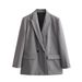 European And American Cross-border Fashion Wholesale Women's Oversized Double-breasted Blazer_ecoleips.com