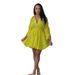 Women's Sexy Drawstring Waist Long Sleeve Dress - Stylish Puff Sleeve Shirt Collar Blouse For Casual & Commute (Yellow/Black/Army Green, S-3XL)_ecoleips.com