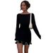 Autumn Winter New European And American Women's Fashion Elegant Solid Color Round Neck Long Sleeve_ecoleips.com